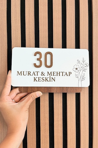 Kişiye Özel Kapı Numarası Ve İsimlik Şık Daire Kapı Tabelası 26 Cm 15 Cm
