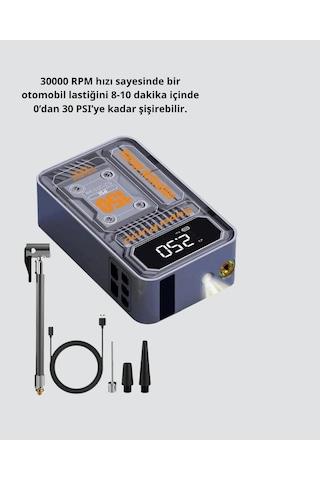 Taşınabilir Kablosuz Hava Pompası 150 Psi Güçlü Basınç 6000mah Şarjlı