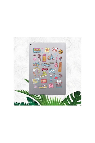 90'lar Renkli Doodle Macbook Notebook Tablet Telefon Ajanda Laptop Defter Sticker Seti Diğer