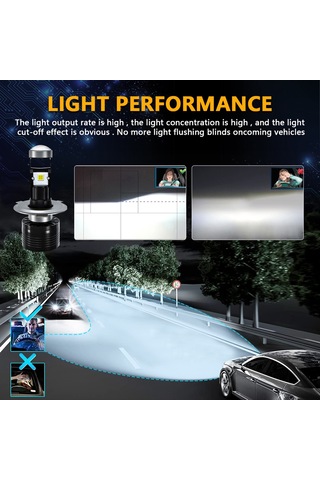 Geeksen Motosiklet Işığı Sağ Sürüş Led Lensli 4 Csp Çip 70w 16000lm 6000k Ip68 Su Geçirmez H6 H4 Hs1 Uçak Alüminyum Siyah