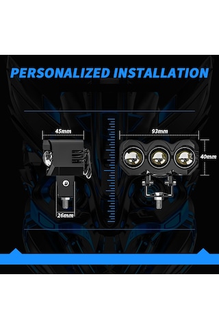 Motosiklet Sis Farı Metal Kasa Lazer Led Beyaz Sarı Çift Renk