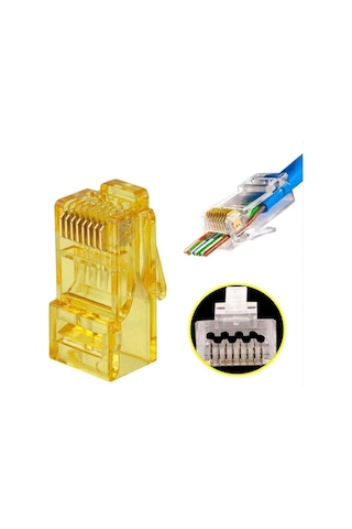 Electroon Sarı Cat6 Ezrj45 Açık Uçlu Soket 8p/8c - 100adet