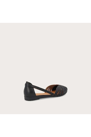 Nero Black Sandalet Kadın 03m4 Frau Leather Caged Ballet Flats Wıth Thın Straps siyah