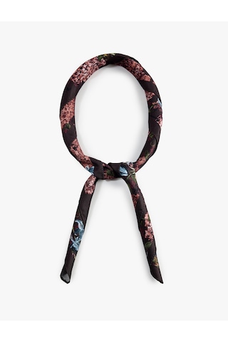 Koton Çiçek Desenli Saten Kare Fular Bandana Multıcolor 7wak50328aa Mavi