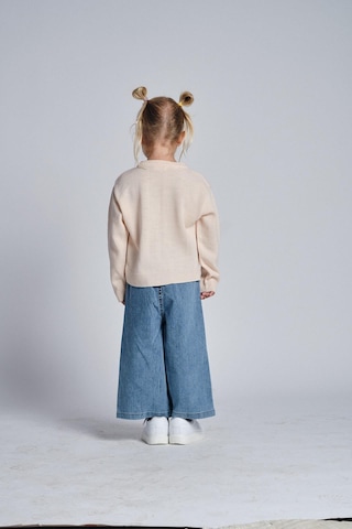 Miababy Papatya Nakışlı Denim Pantolon Hırka Takım Pudra