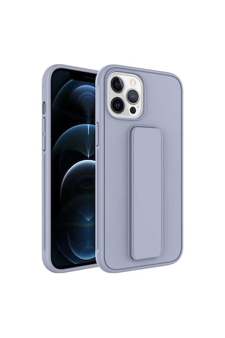 Apple Uyumlu iPhone 12 Pro Kılıf Zore Qstand Kapak Gri