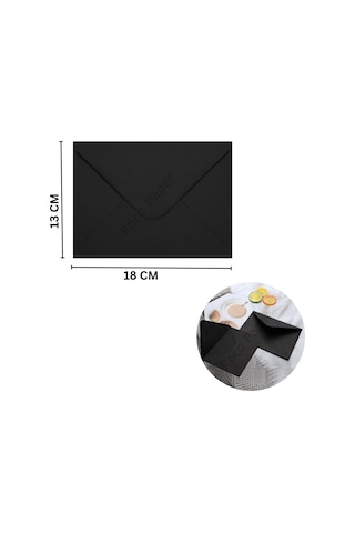 Siyah Davetiye Zarfı, Dayanıklı Mat Tebrik Kart Ve Mektup Zarfı Seti, 50 Adet, 13x18 Cm - 140 Gr