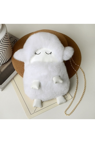 Sevimli Peluş Bebek Sırt Çantası-beyaz Beyaz