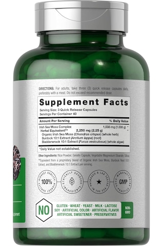 Horbäach Sea Moss Complex Complex a With Bladderwrack & Burdock Root 2250mg 120 Caps Aromasız