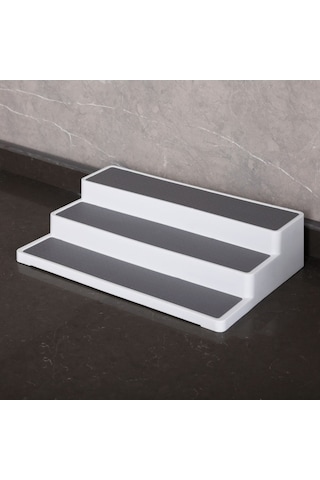 Dancemonkey 2 Adet Üç Katmanlı Kademeli Baharat Depolama Rafı, Optik Tasarım Beyaz