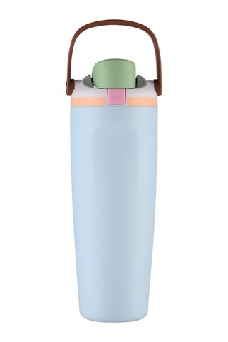 Taşınabilir Zıplama Termos Bardağı, Kilitli Tokalı, Çift İçme Spor Su Bardağı MAvi