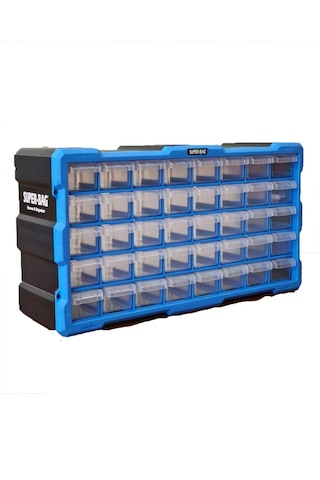 Super-Bag Monoblok Yatay 40 Çekmeceli Organizer Vida Dübel Boncuk
