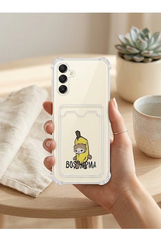 Hepsi Samsung Galaxy Uyumlu A17 Boş Yapma Muz Detaylı Kart Bölmeli Şeffaf Telefon Kılıfı Najmaddin Çok Renkli
