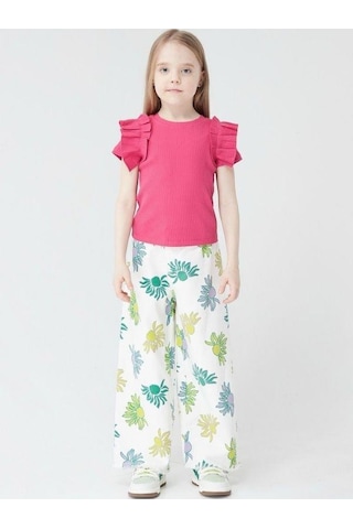 Kız Çocuk Kaşkorse Kolları Fırfırlı Bluz-13810-fuşya Fuşya