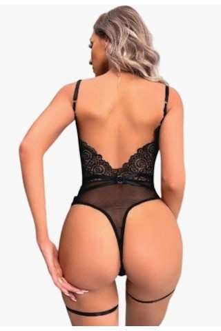 For Dreams Siyah Transparan Body Jartiyerli Dantel İç Giyim Takımı