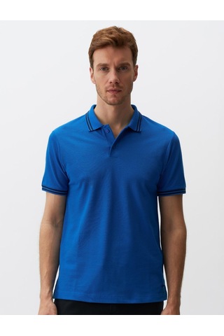 Jimmy Key Saks Polo Yaka Kısa Kollu Erkek Tişört Saks Mavi