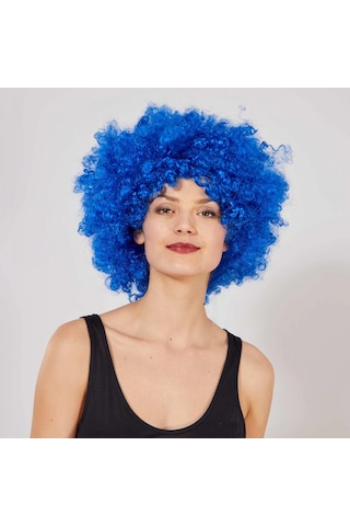 Peruk, Kaynak, Çıtçıt, Postiş Mavi Renk Kıvırcık Afro Bonus Peruk Çok Renkli