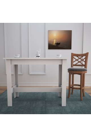Pasifichome Barra Beyaz Bar Masası & Mutfak Masası / Yüksek Yemek Masası