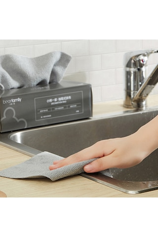 Monyee Gri Mikrofiber Su Emici Havlu - 20x20 Cm, Yumuşak, Yüzey Koruyucu, Hızlı Kuruyan, Kutulu 20 Adet