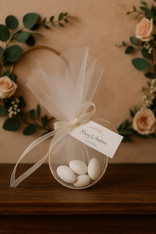 10'lu Kurdeleli Halkalı Şeker - Nikah Şekeri - Nikah Hediyesi - Nişan Hediyesi