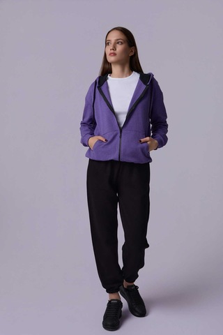Defys Defy S Kadın Oversize Kapüşonlu Fermuarlı Cepli Sweatshirt Mor - 527346818 Mor