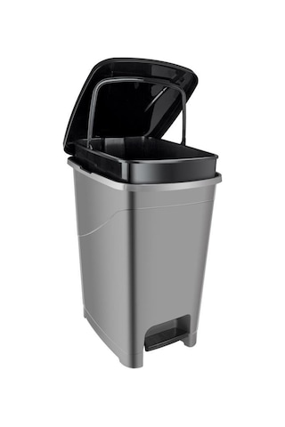 Omnipazar Srl-3030 Slim Pedallı Plastik Çöp Kovası İç Kovalı 40 Lt Antrasit