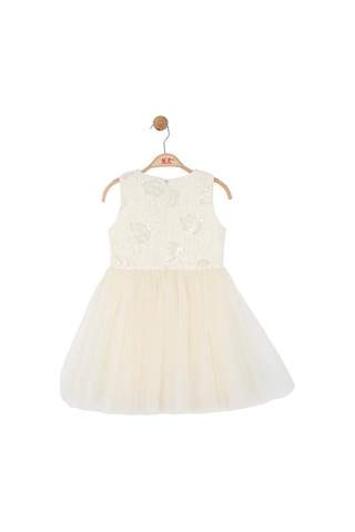 Nk Kids Kız Çocuk Yapraklı Elbise Nk-71514 Krem