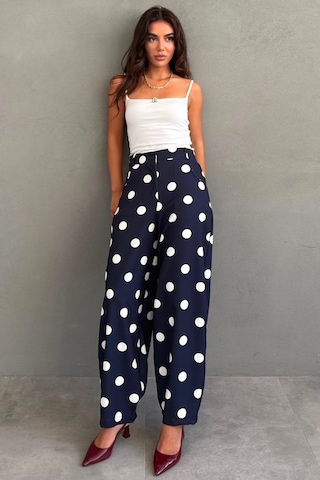 Madmext Lacivert Puantiyeli Beli Lastikli Balon Kadın Pantolon Mg2886