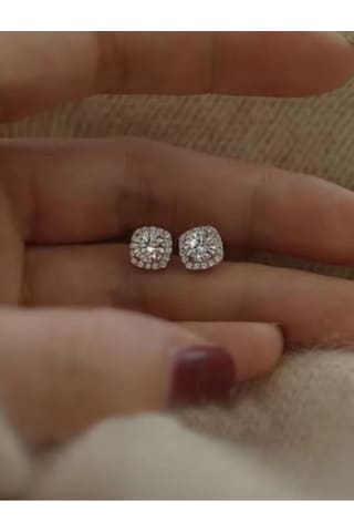 925 Ayar Gümüş Zirkon Taşlı Çiçek Saplama Küpe Gümüş