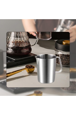 Homyl Paslanmaz Çelik Ölçüm Kabı Dökme 1000ml Ev Mutfak Dıy Kahve Gümüş