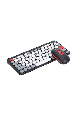 Monyee Siyah 2.4g Kablosuz Klavye-fare Seti - Punk Ark Kapaklı, Nümerik Tuş Takımı, 10m Mesafe, Ofis Ve Çalışma İçin Uyumlu Diğer