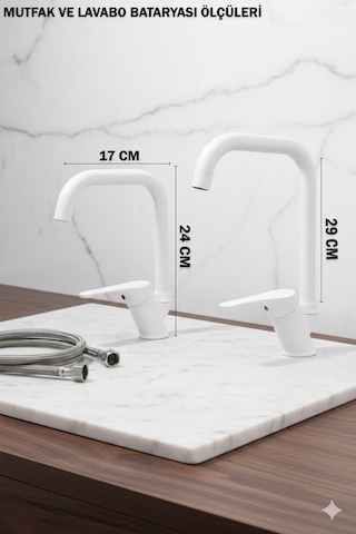 0-14 Banyo Lavabo Mutfak Bataryaları Duş Takımı Aksesuarlar Köşelik Takımı Siyah Beyaz Gold Krom Beyaz
