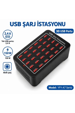 30 Portlu150w Usb Şarj İstasyonu Ev Ofis Toplantı Odası Akıllı Şarj 2.4a Soğutma Fanlı Isı Dağılımı Şarj Cihazı Şarj İstasyonu Çoklu