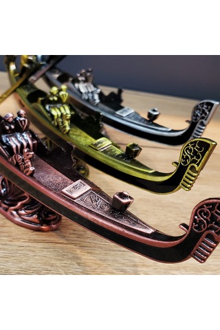 Büro Ev Ofis Hediyesi İçin Dekoratif Metal Yapım Venedik Kayık Biblosu