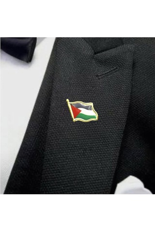 Filistin Bayrağı Kudüs - Palestine Metal Yaka İğnesi Rozet Gümüş 12 Adet Gri