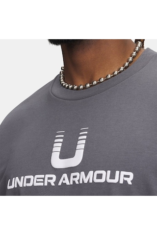 Under Armour Heavyweight U Logo Erkek Gri Bisiklet Yaka Tişört Gri