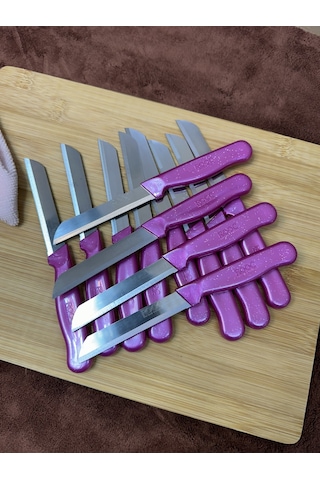 Kapris 12 Adet Meyve Bıçağı Seti Alman Model Pembe Slr01 Pembe