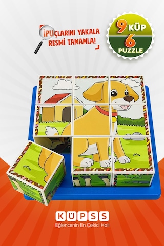 6 Farklı Çiftlik Hayvanları 3d Küp Puzzle 3 4 5 6 Yaş Küp Puzzle