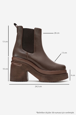 Luvishoes Luvi Shoes Emma Kahverengi Cilt Kadın Platform Topuklu Bot Kahverengi Deri