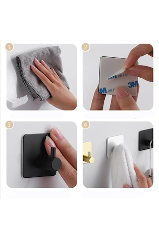 Yapışkanlı Metal Banyo Eşya Askılığı Al4619 2 Adet Gold