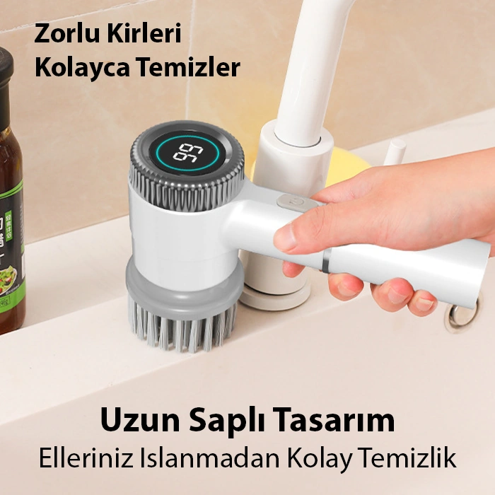 Ezere Turbobrush 5 Başlıklı Elektrikli Temizlik Fırçası