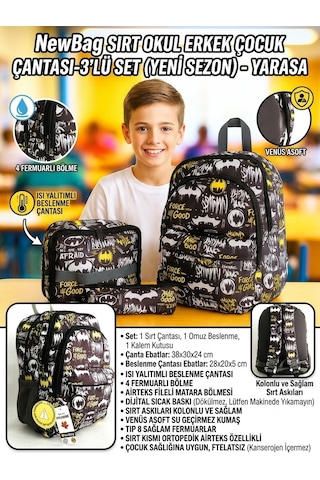 Newbag Yarasa Erkek Sırt Okul Çantası-3'lü Set Yeni Sezon