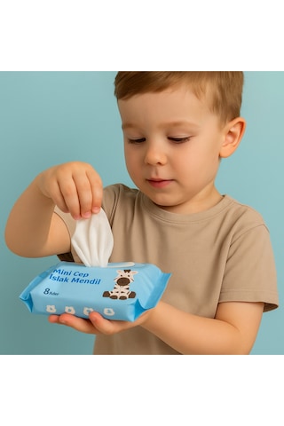 Mini Cep Sevimli Hayvan Figürlü Islak Mendil 1 Çoklu Paket