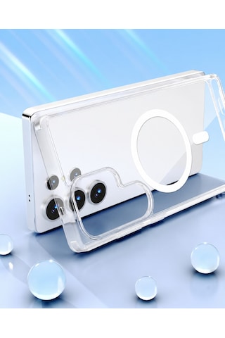 Samsung Galaxy S25 Ultra İle Uyumlu Yumuşak Magsafe Kablosuz Şarj Destekli Şeffaf Kılıf Kamera Yükseltilmiş