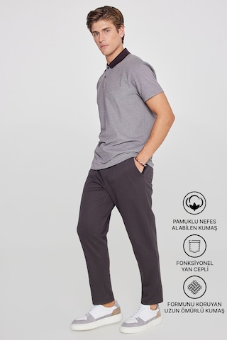 AC&Co / Altınyıldız Classics Erkek Kahverengı Pamuklu Standart Fit Normal Kesim Beli Lastikli Diagonal Desenli Örme Pantolon Kahverengi