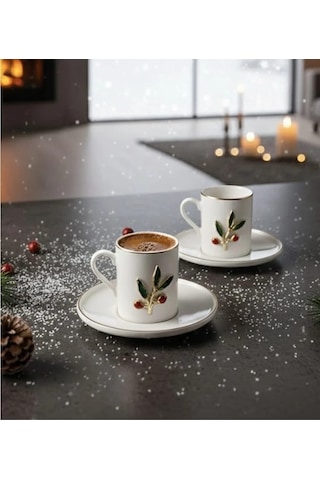 Fine Living Kokina 4 Parça 2 Kişilik Kahve Fincan Seti 93 Ml Beyaz