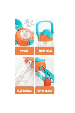 Uzspace Pipetli 500 Ml Boyun Askılı Tritan Çocuk Su Matarası -kutulu- Ffuz2201500 001