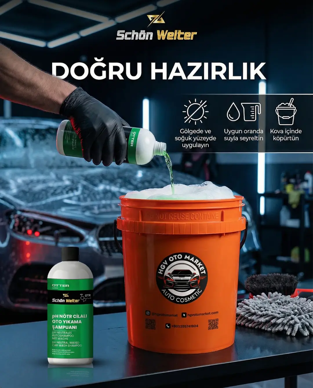 Araç Oto Ph Nötr Cilalı Oto Yıkama Şampuanı 500ml
