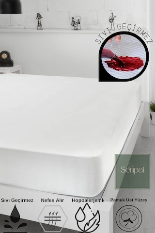 Terry-fitted Pamuklu Sıvı Su Geçirmez Tek-çift Kişilik Yatak Koruyucu Çarşaf Alezi Bebek Çocuk Alezi Beyaz