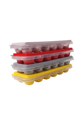 Deconox 12'li Yuvarlak Silikon Tabanlı Kapaklı Bas Çıkar Buz Kalıbı 26x9 Cm, 12'li Silikon Tabanlı Buz Kalıbı, Diğer